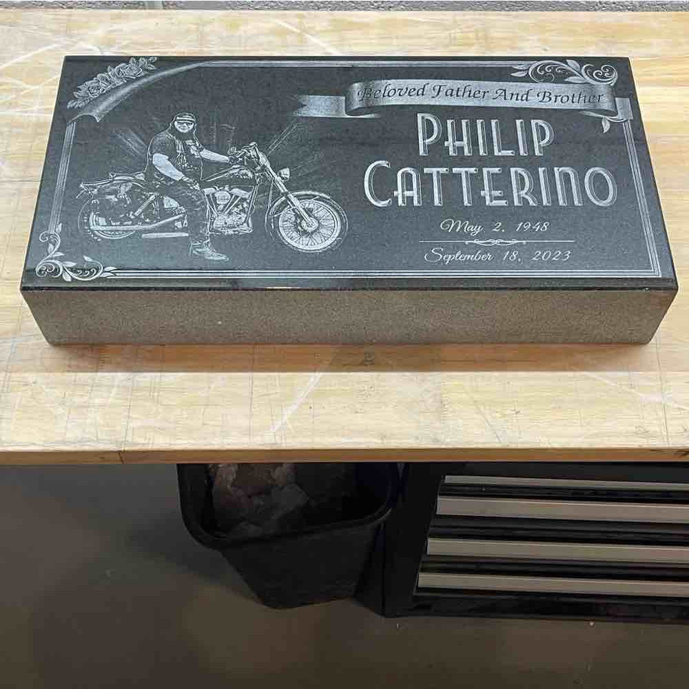 Calla Lily Cross - Custom Engraved Black Granite Headstone Memorial Marker with Portrait
