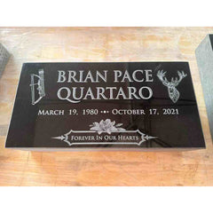 Heavenly Gates - Personalized Black Granite Headstone Memorial Marker with Stairway to Heaven Design