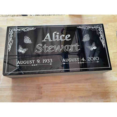 Elegant Swan Engraved Black Granite Headstone Memorial Marker with Custom Name and Dates